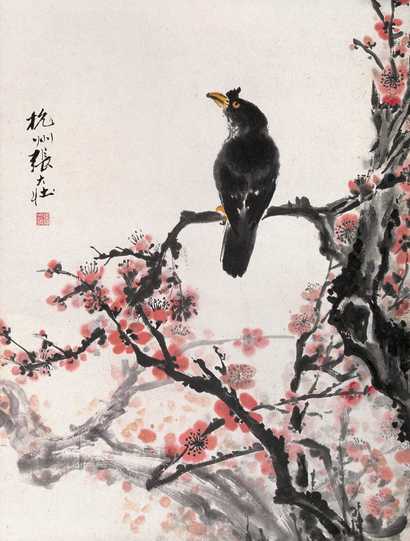 张大壮 花鸟 立轴